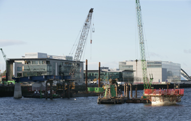Riverside Business Park and the Clyde Arc under construction